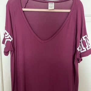 PINK by Victoria Secret Burgundy and white shirt